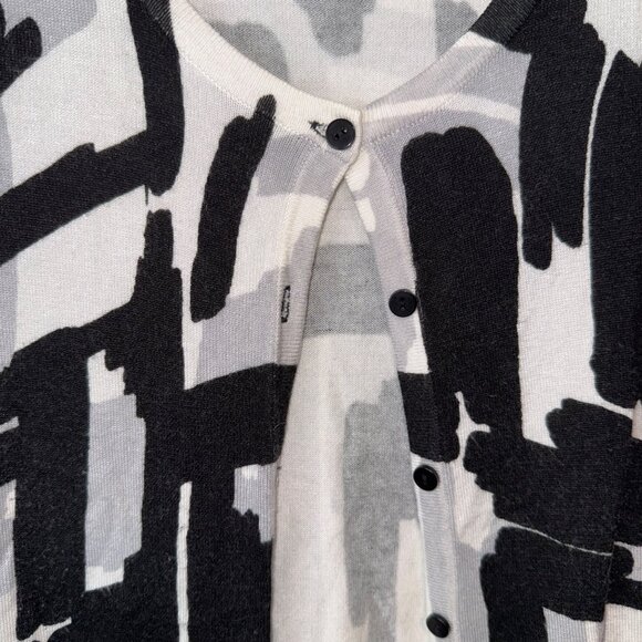 Joseph A. Womens Medium Cardigan Sweater Black & White Abstract Pattern - Picture 5 of 6